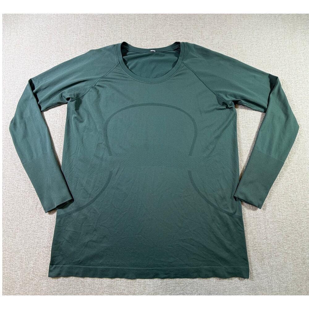 Lululemon Women's Green 18 Long Sleeve Stretch Athletic Training Performance Top